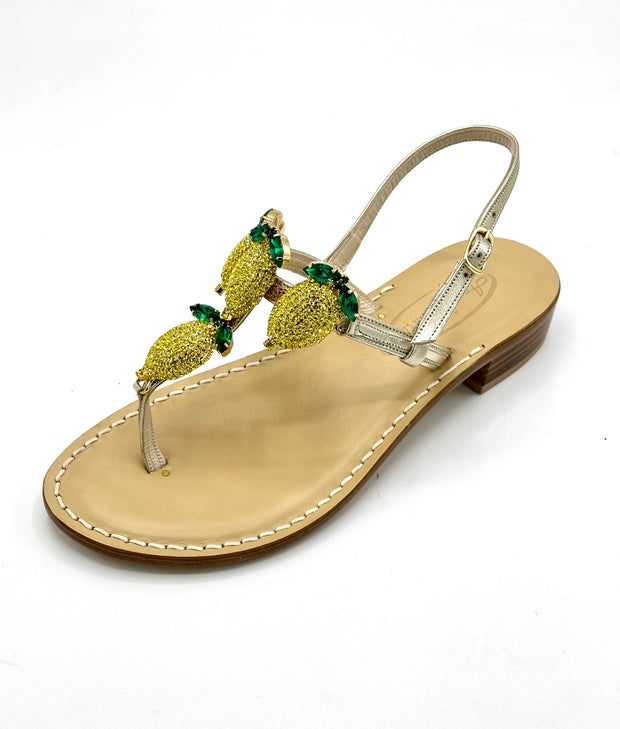Sandali Artigianali donna gioiello in vero cuoio Capri Limone