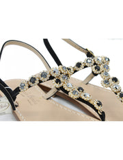 Sandali Artigianali da donna in cuoio gioiello fatti a mano moda Capri Positano Swarovski